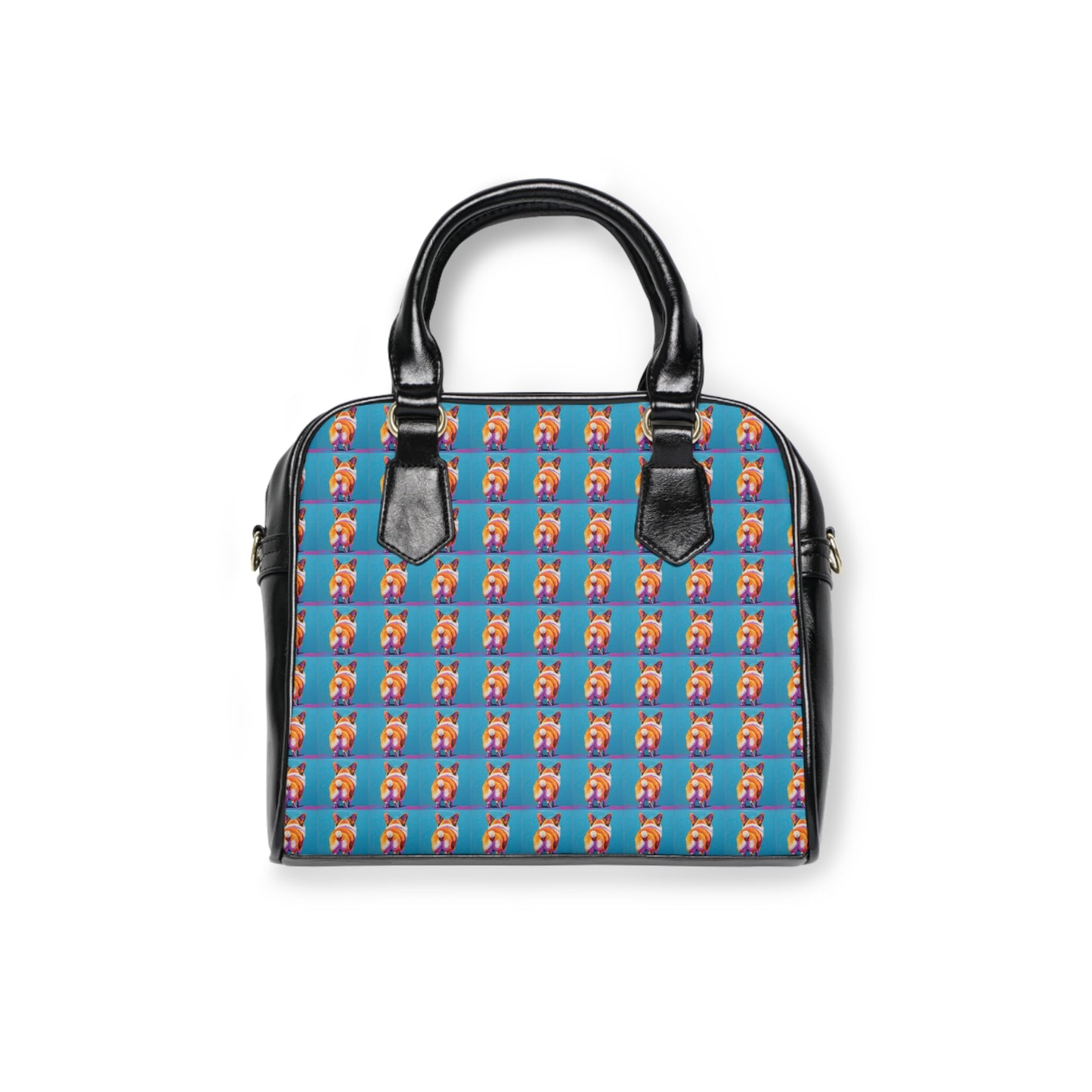 Corgi Butt Mosaic Pattern Blue & Black Shoulder Handbag