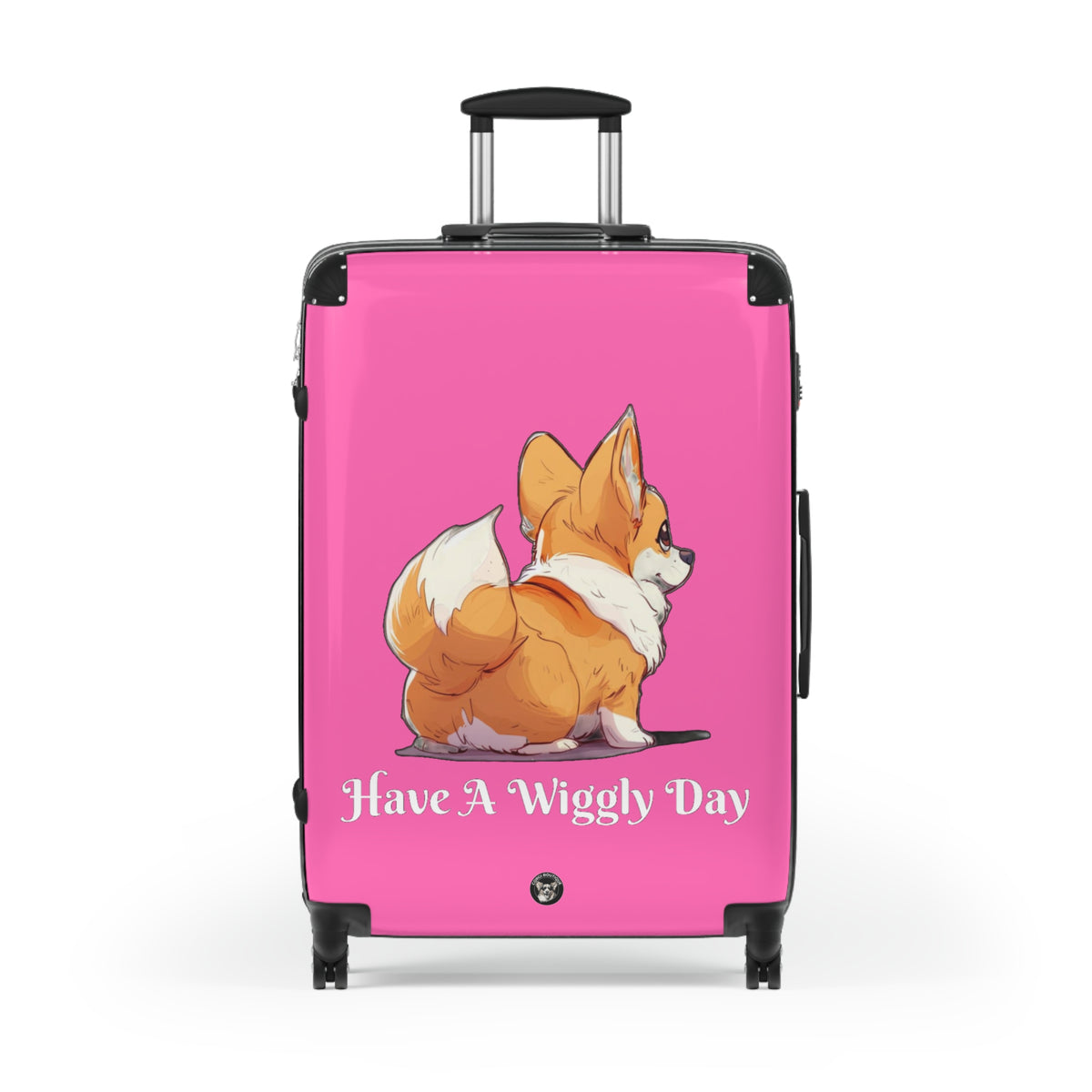 Have a Wiggly Day Corgi Travel Suitcases — Fun Pink Rolling Luggage