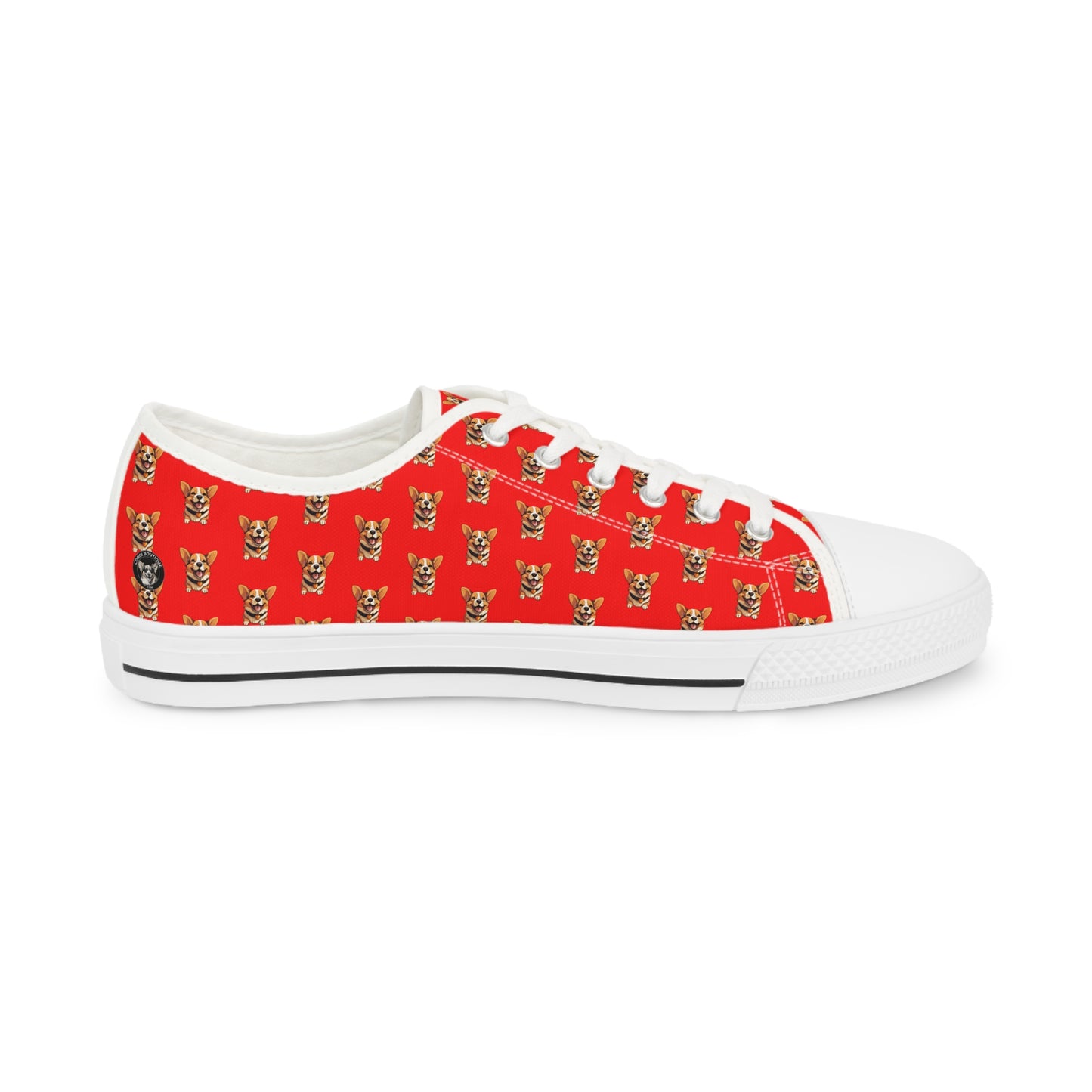 Puppy Love Red Smiling Corgi Pattern Men's Low Top Casual Canvas Sneakers