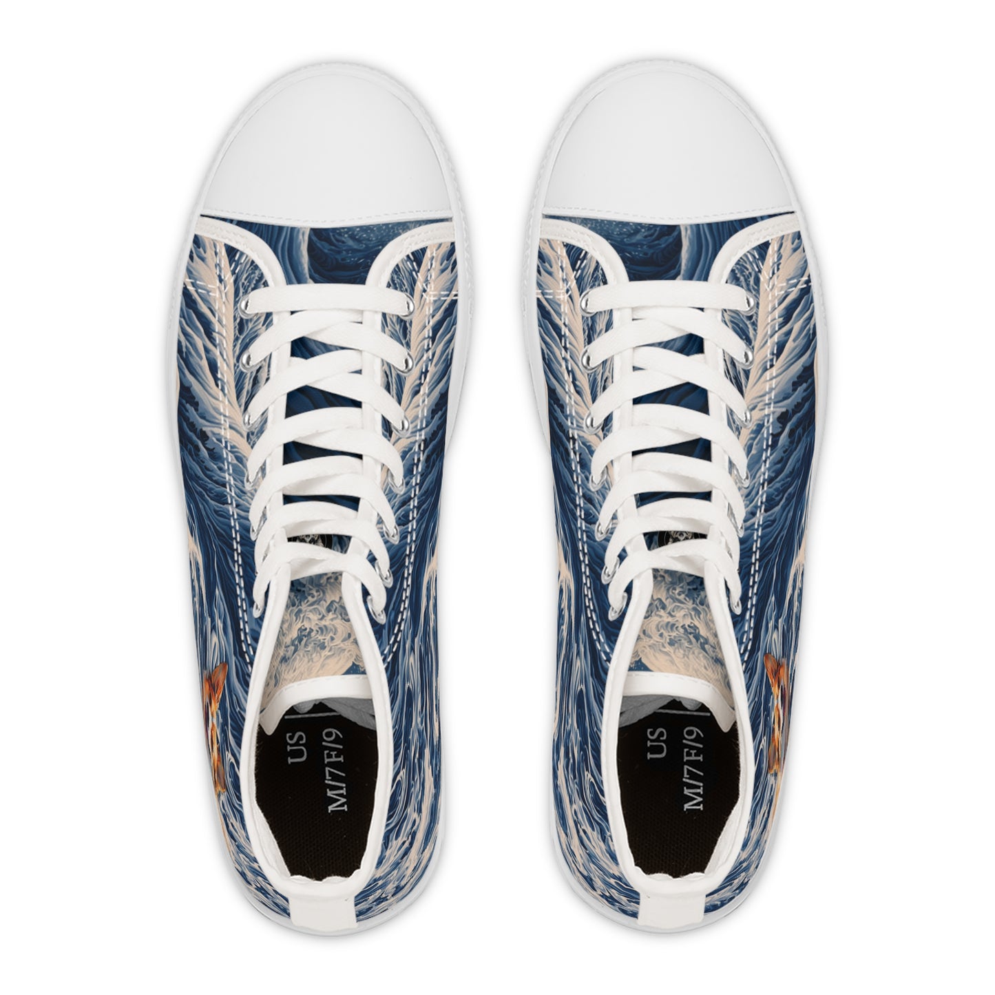 Coastal Corgi Big Blue Ocean Wave Women's High Top Casual Canvas Sneakers