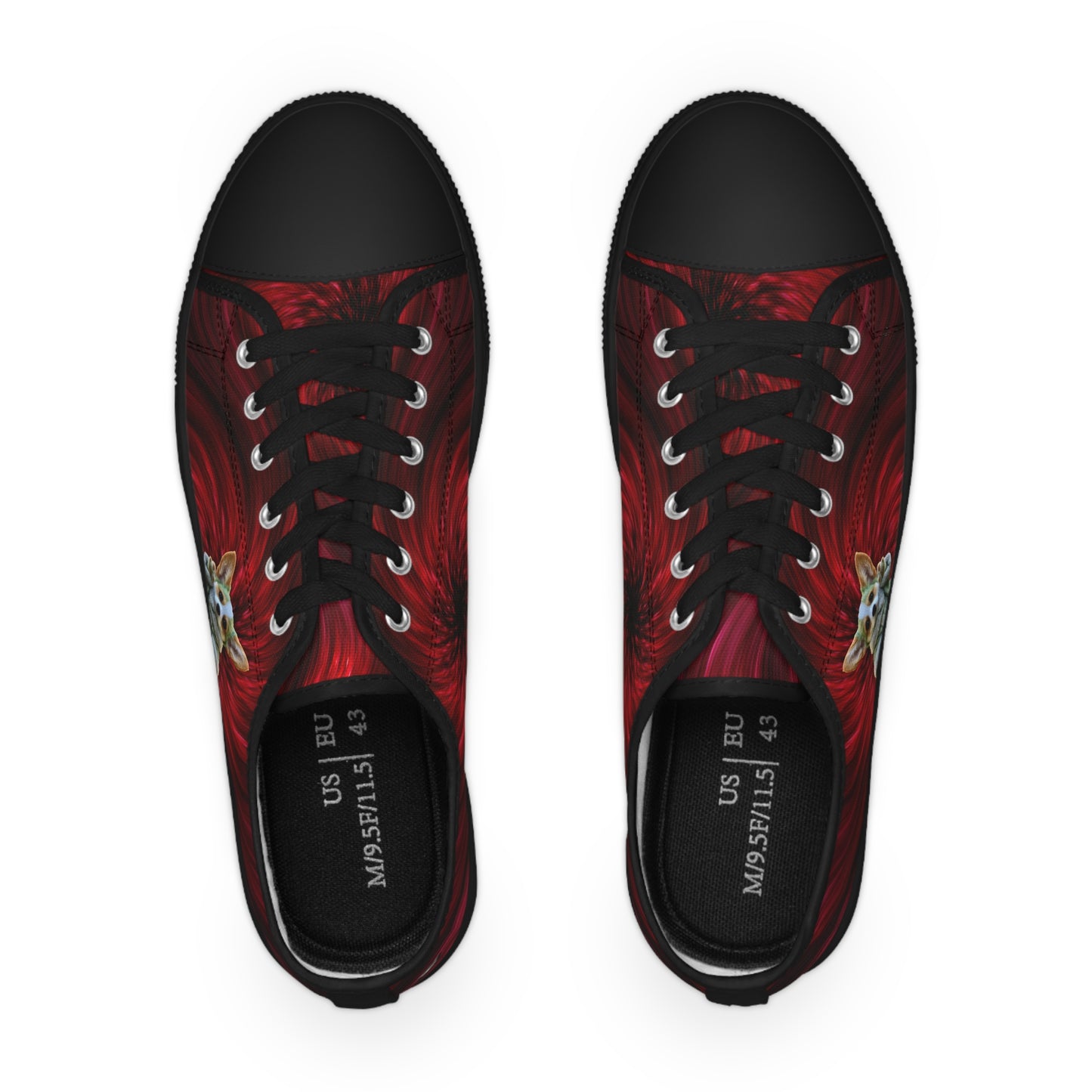 Baby Corgi Men's Casual Canvas Low Top Sneakers Inside a Swirling Red Galaxy. May the Corgi Be With You!