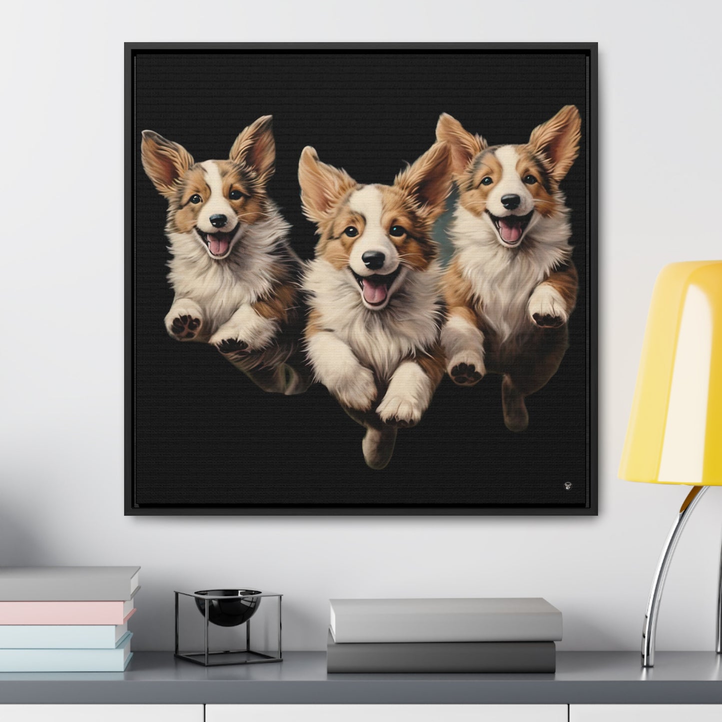 Corgi Enthusiasm - Framed on Canvas