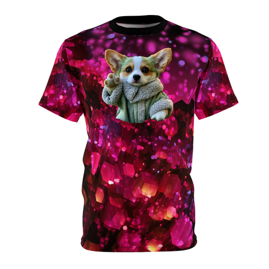Baby Corgi Space Glitter Bold Fashion Tee — May the Corgi Be With You