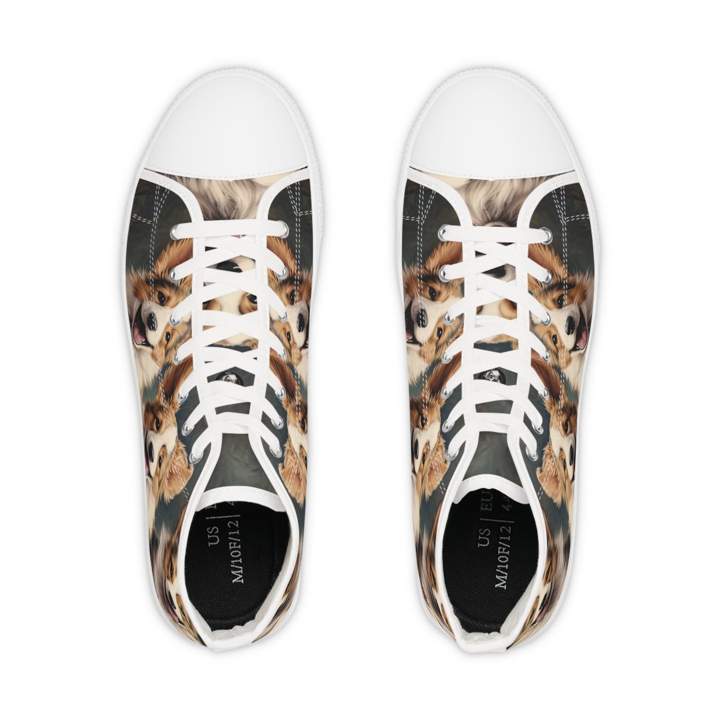 Corgi Puppies Pouncing Print Men's High Top Casual Canvas Sneakers