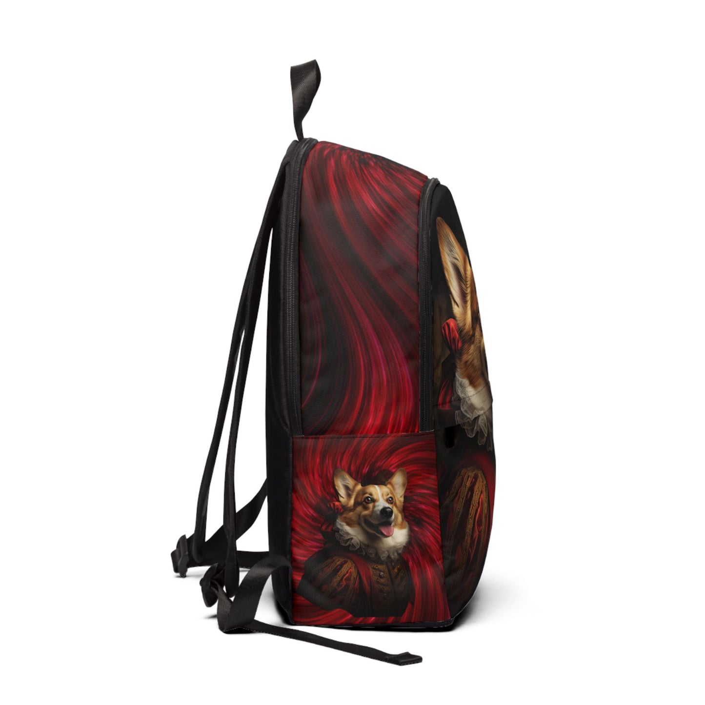 Renaissance Corgi in a Ruff Backpack — Black & Red Corgi Rucksack