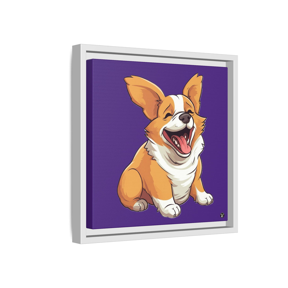 Jolly Jiggling Animated Corgi on Canvas - Exclusive Framed Print