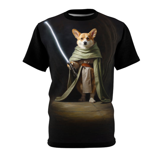 Cosmic Grand Master Unisex Bold Designer Tee - Saberstaff Knight on Phantom Black (Part of the Astral Warrior Collection)