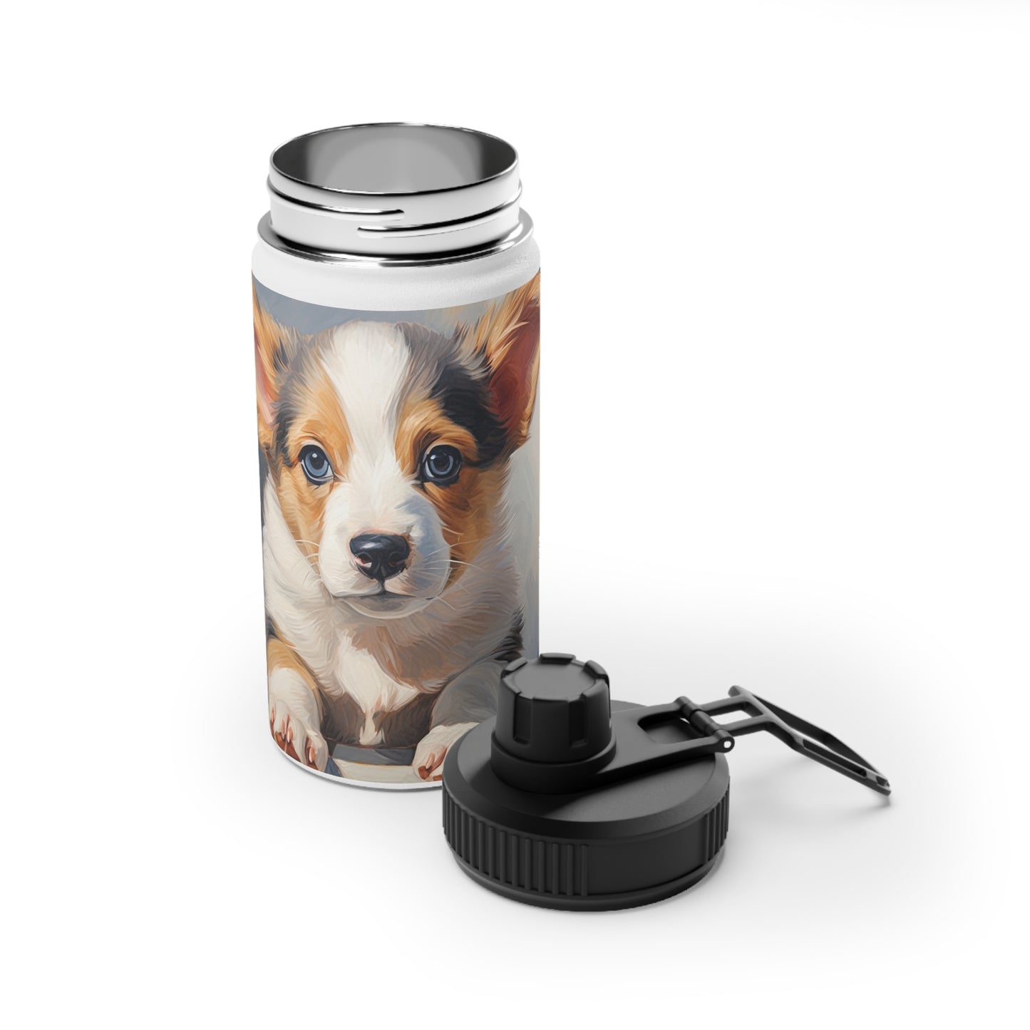 Puppy Portrait - Water Bottle with Sport Lid