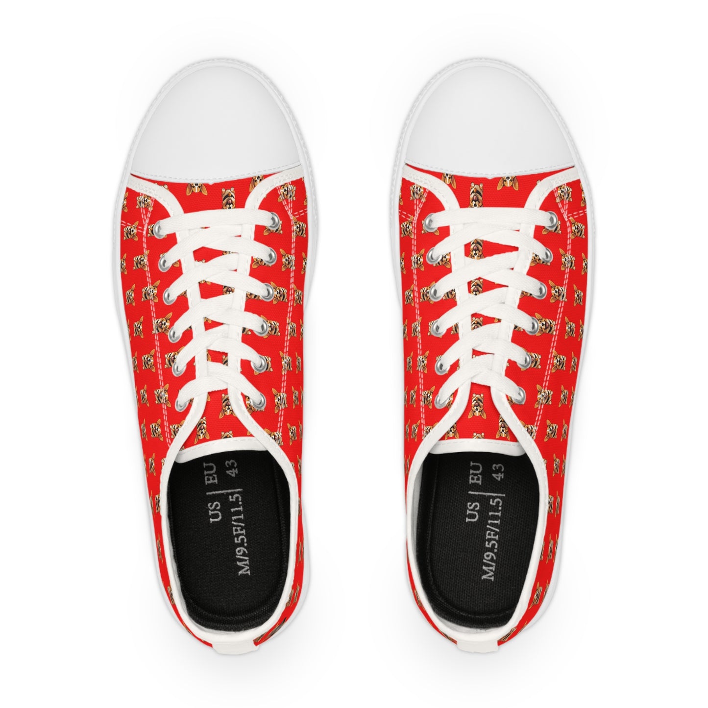 Puppy Love Red Smiling Corgi Pattern Men's Low Top Casual Canvas Sneakers