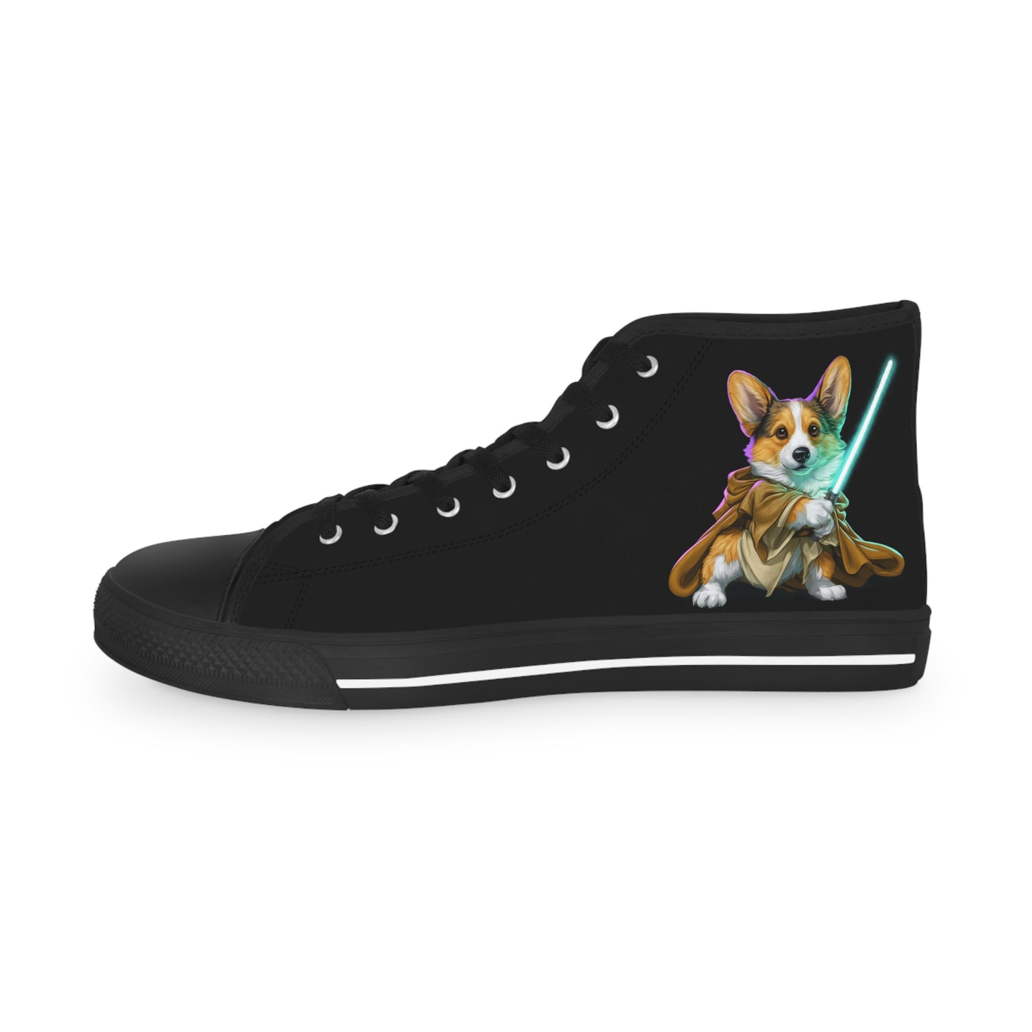 Little Light Knight Corgi Star Warrior Men's High Top Casual Black Canvas Sneakers