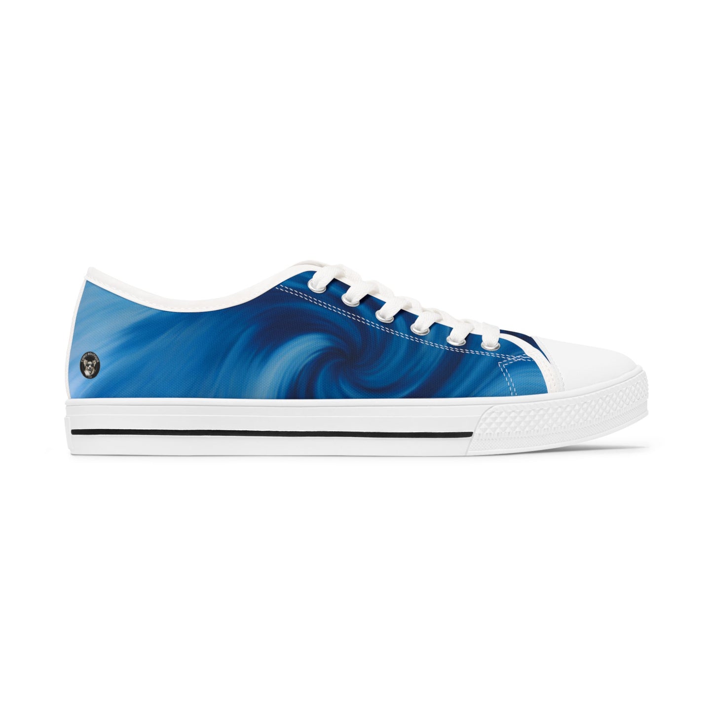Coastal Corgi Blue Swirl Women's Low Top Casual Canvas Sneakers