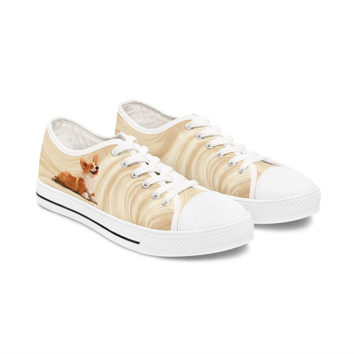 Giddy Sploot Women's Low Top Sneakers — Creamy Champagne Canvas Casual Shoes