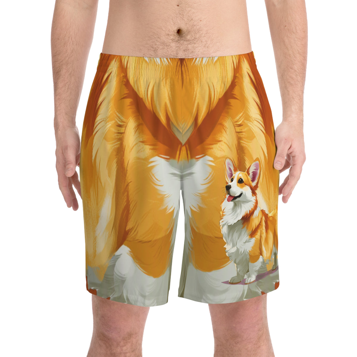 The Queen's Corgi Companion Board Shorts - Multicolor Corgi Swimsuit