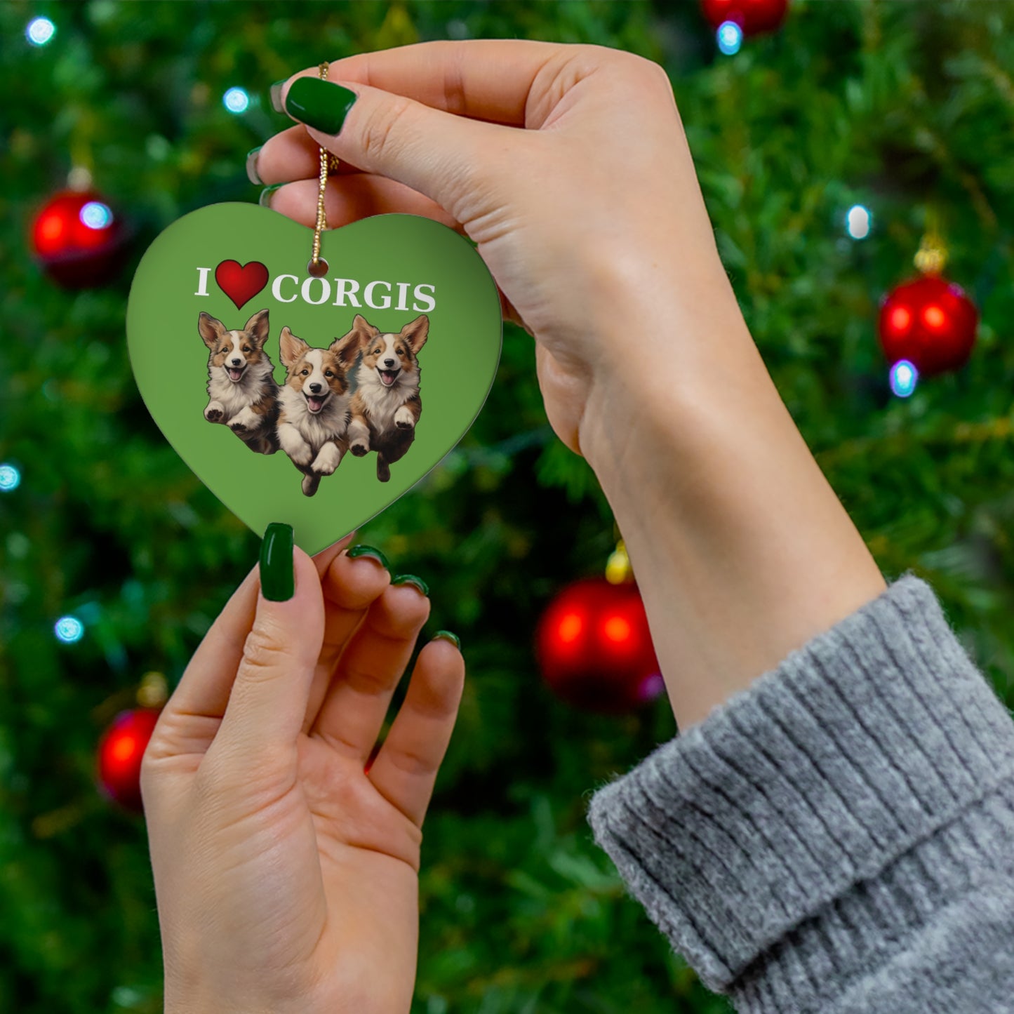 I Heart Corgis - Ceramic Ornament