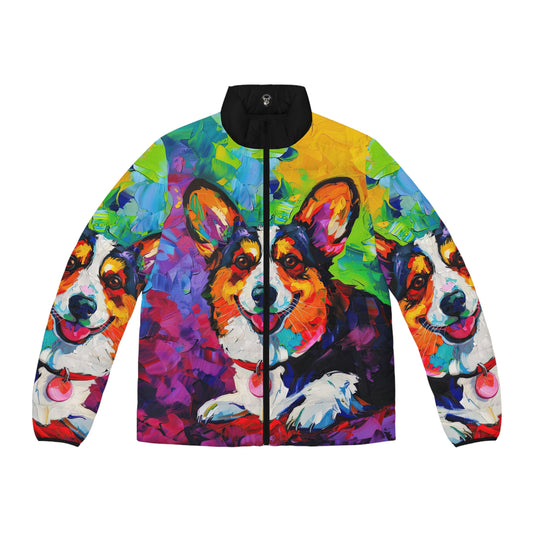 Colorful Corgi Puffer Jacket