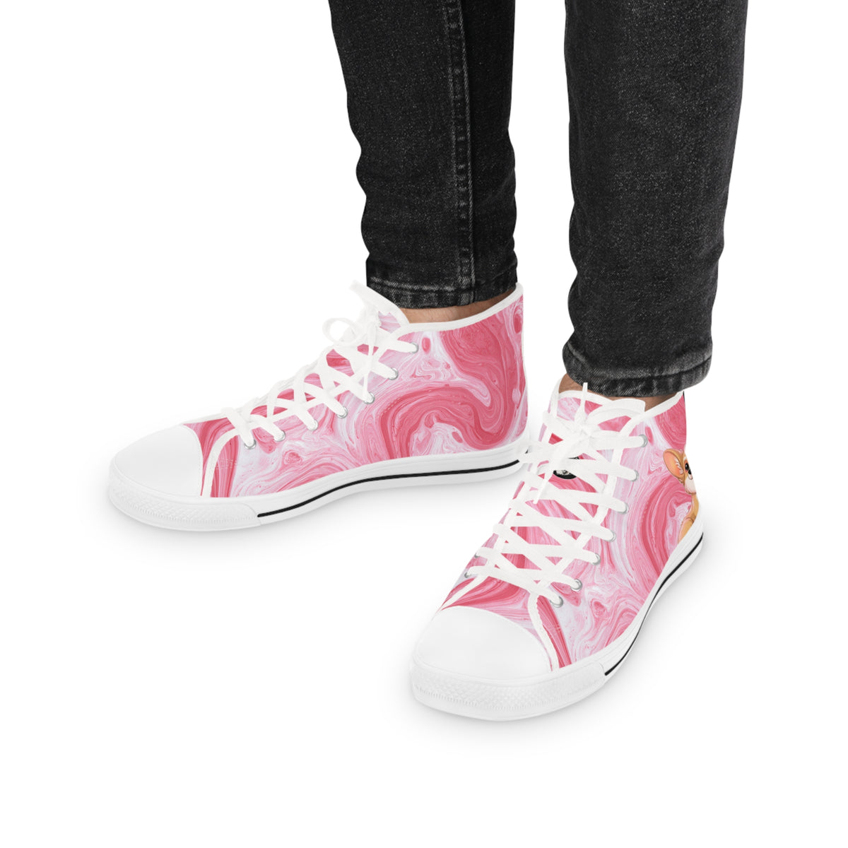 The Cuddle Connoisseur Men's High-Top Sneakers - Strawberry Swirl Canvas