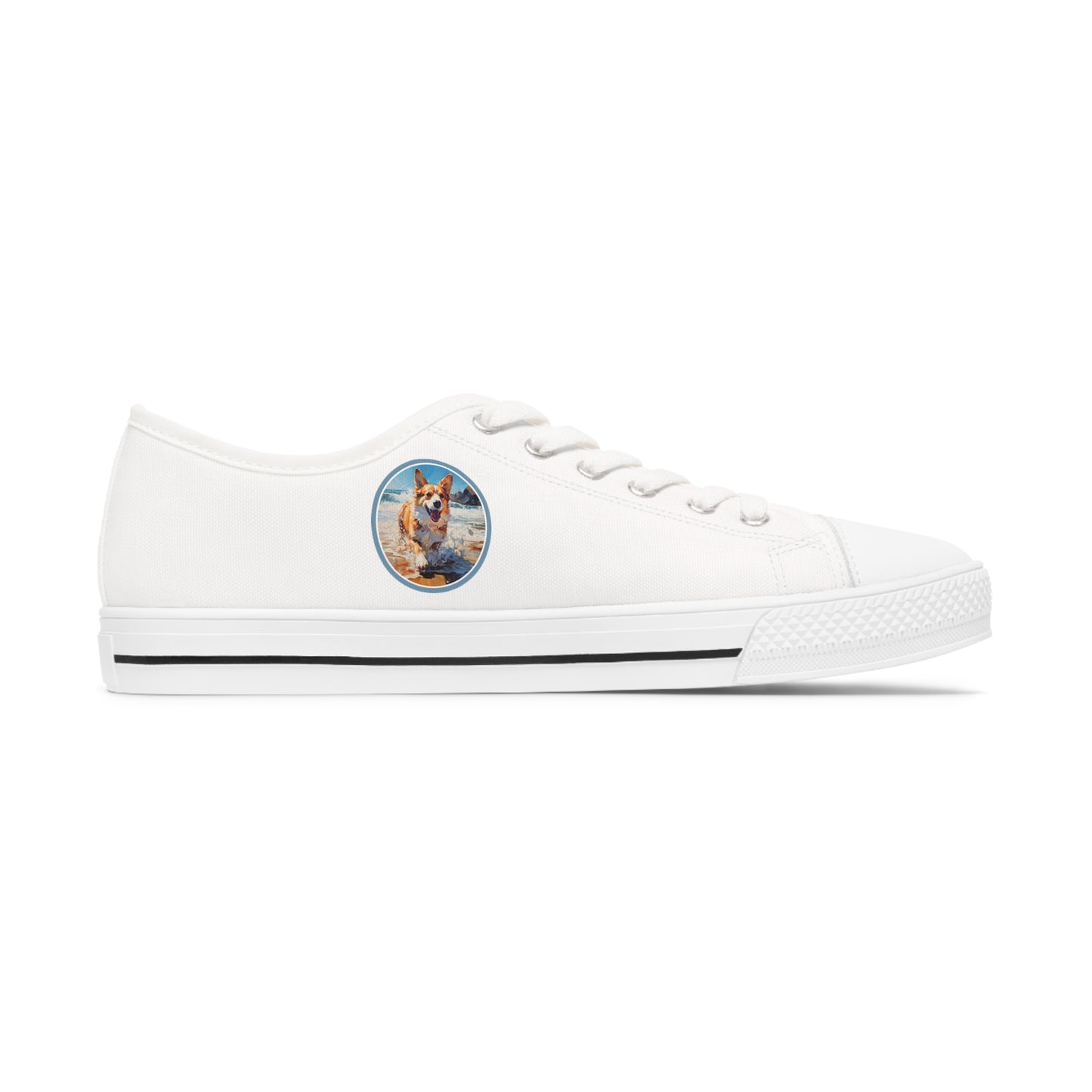 Coastal Corgi - Women's Low Top Sneakers