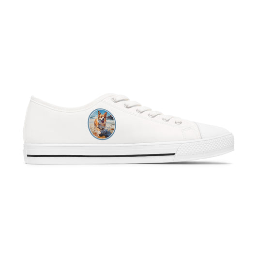 Coastal Corgi - Women's Low Top Sneakers