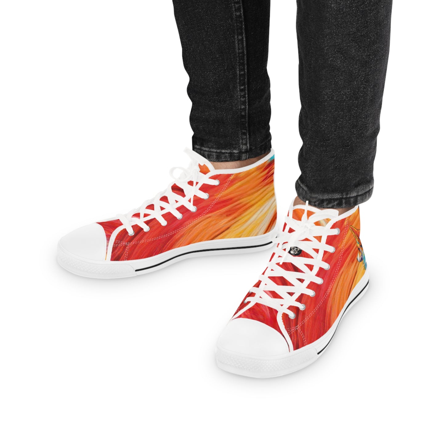 Peekaboo Corgi Vibrant Artistic Men's High Top Casual Canvas Sneakers