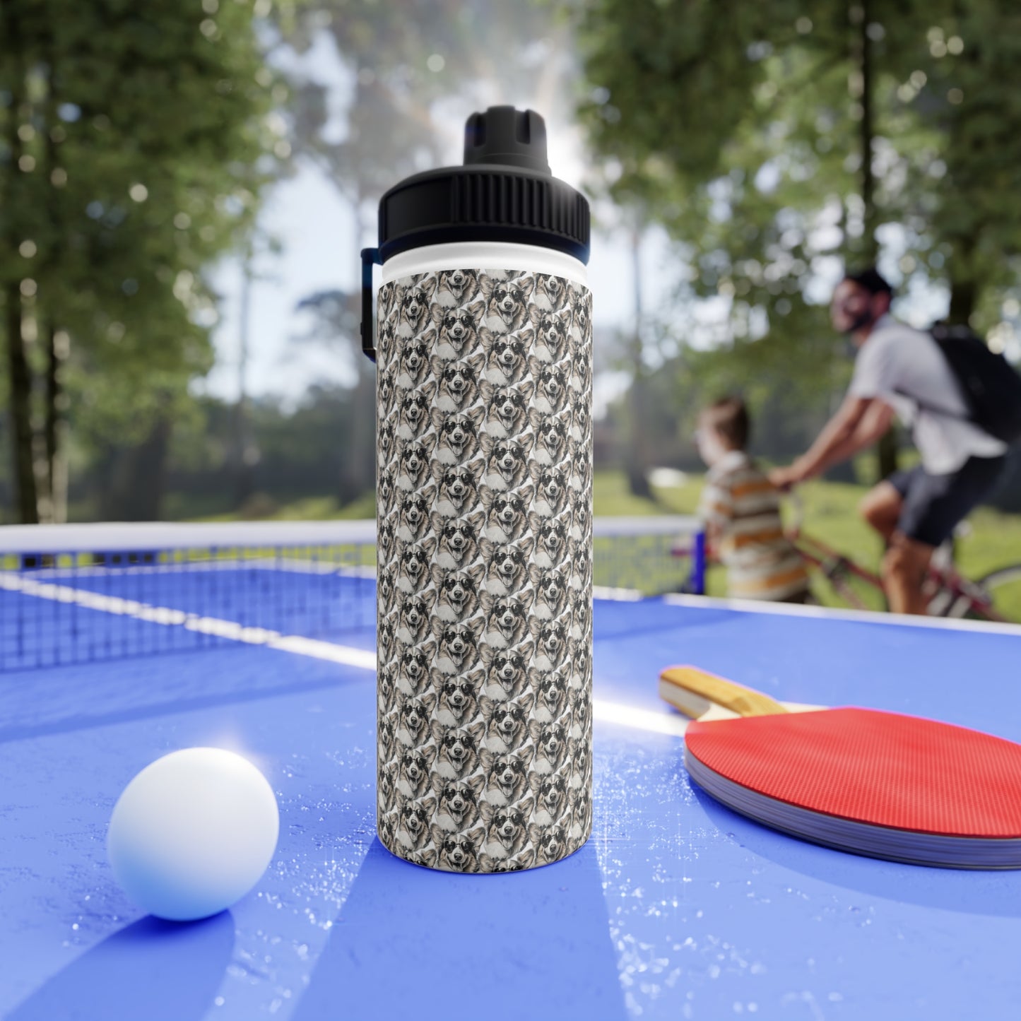 Corgi Cool Mosaic - Water Bottle with Sport Lid