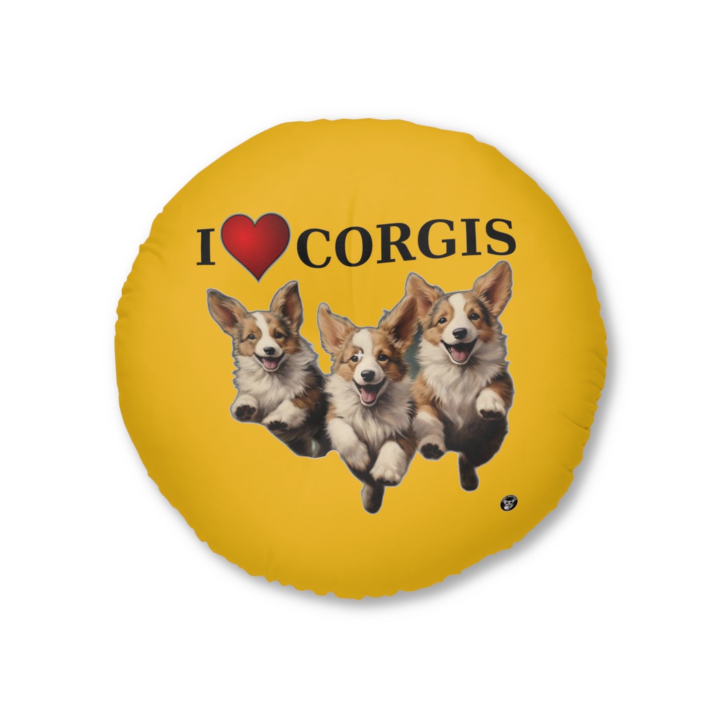 I Heart Corgis in Yellow - Floor Pillow