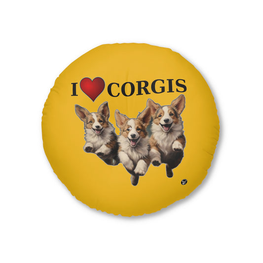 I Heart Corgis in Yellow - Floor Pillow