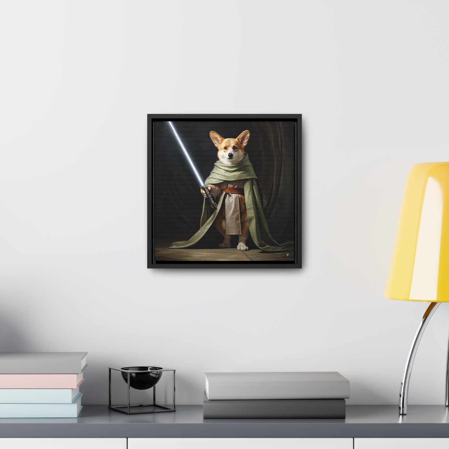 Jedi Corgi - Framed on Canvas
