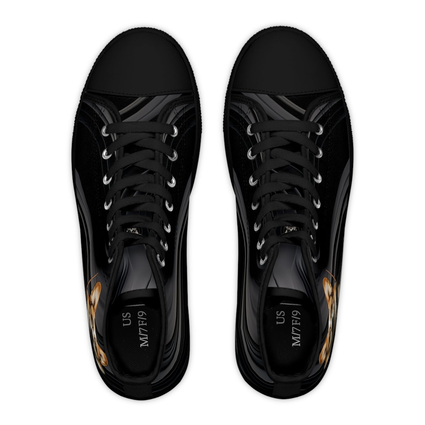 Corgi Potter Magic Wand Women's High Top Casual Black Swirl Canvas Sneakers