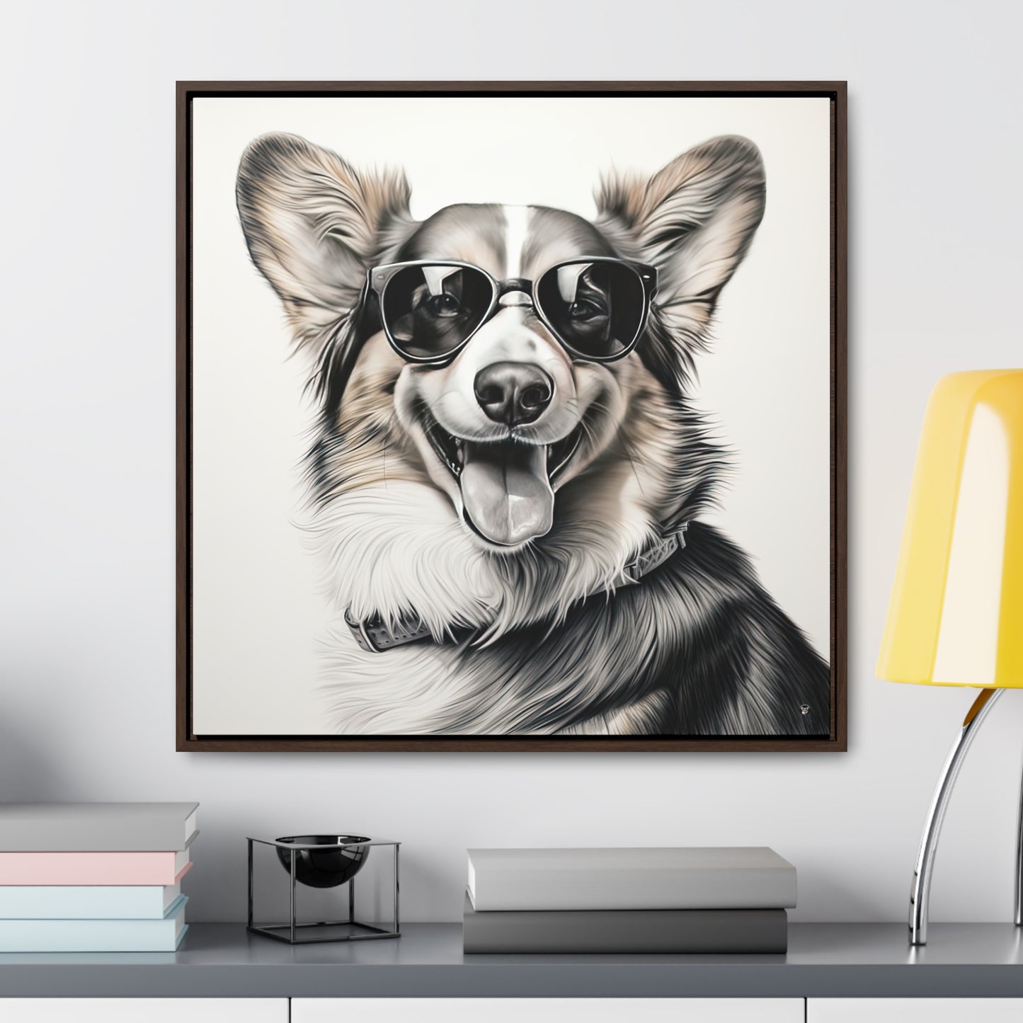 Corgi Cool - Framed on Canvas
