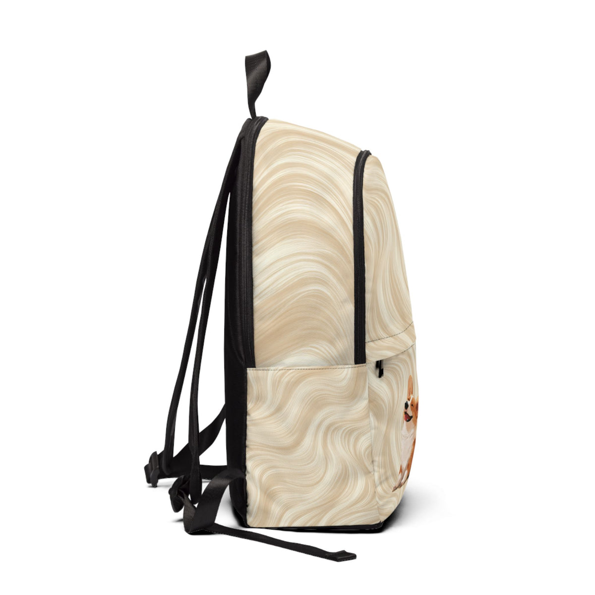 Giddy Sploot Backpack — Creamy Champagne Corgi Rucksack