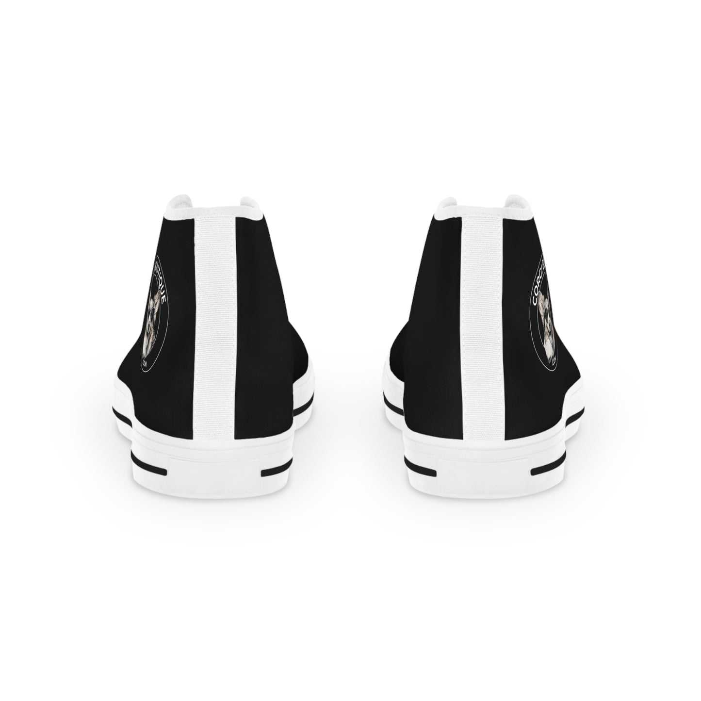Corgi Boutique Logo Men's High Top Casual Black Canvas Sneakers