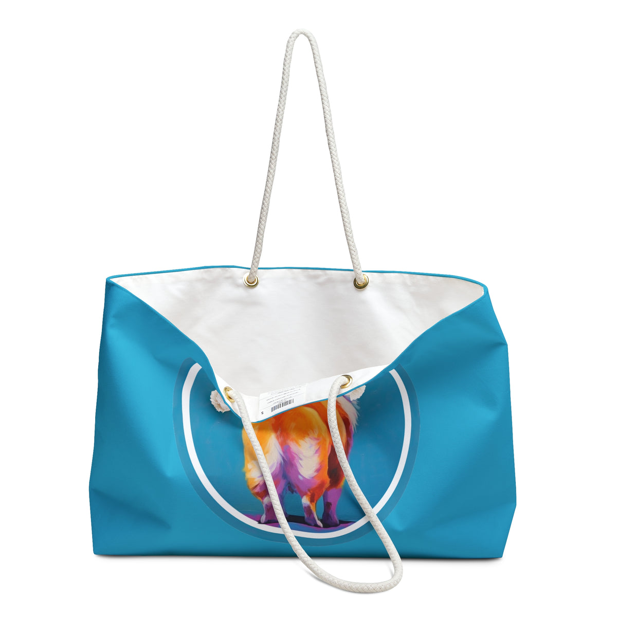 Corgi Butt Artistic Portrait Weekender Beach Bag – Blue Corgi Travel Tote