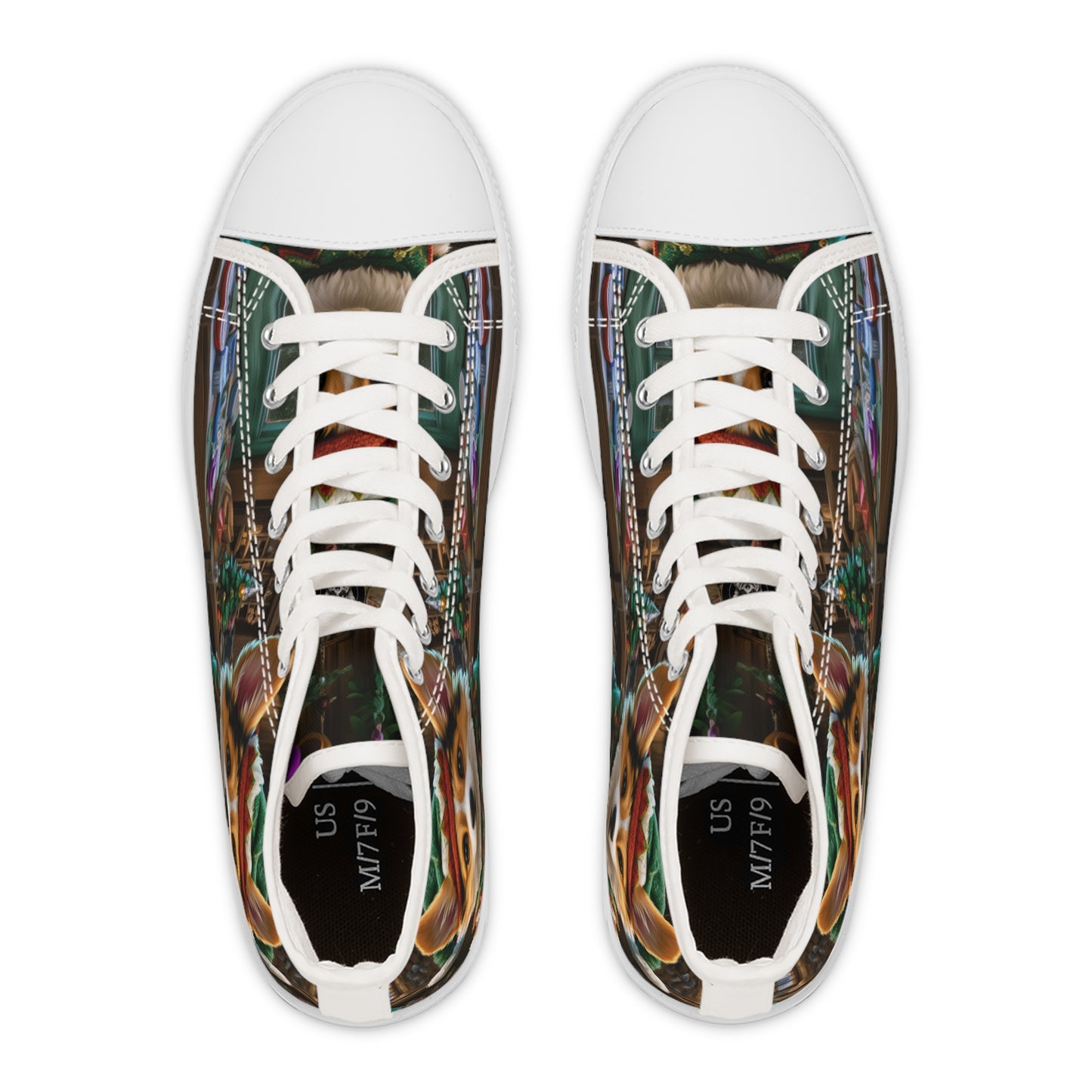 Santa's Little Helper Holiday Elf High-Tops — Festive Corgi Women's Sneakers