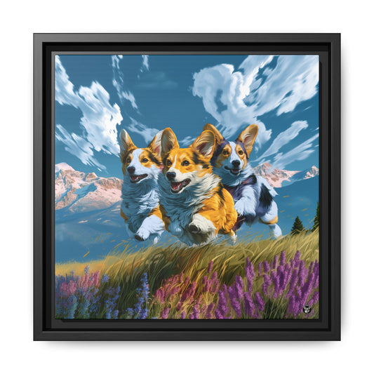 Corgis Coureurs sur Toile