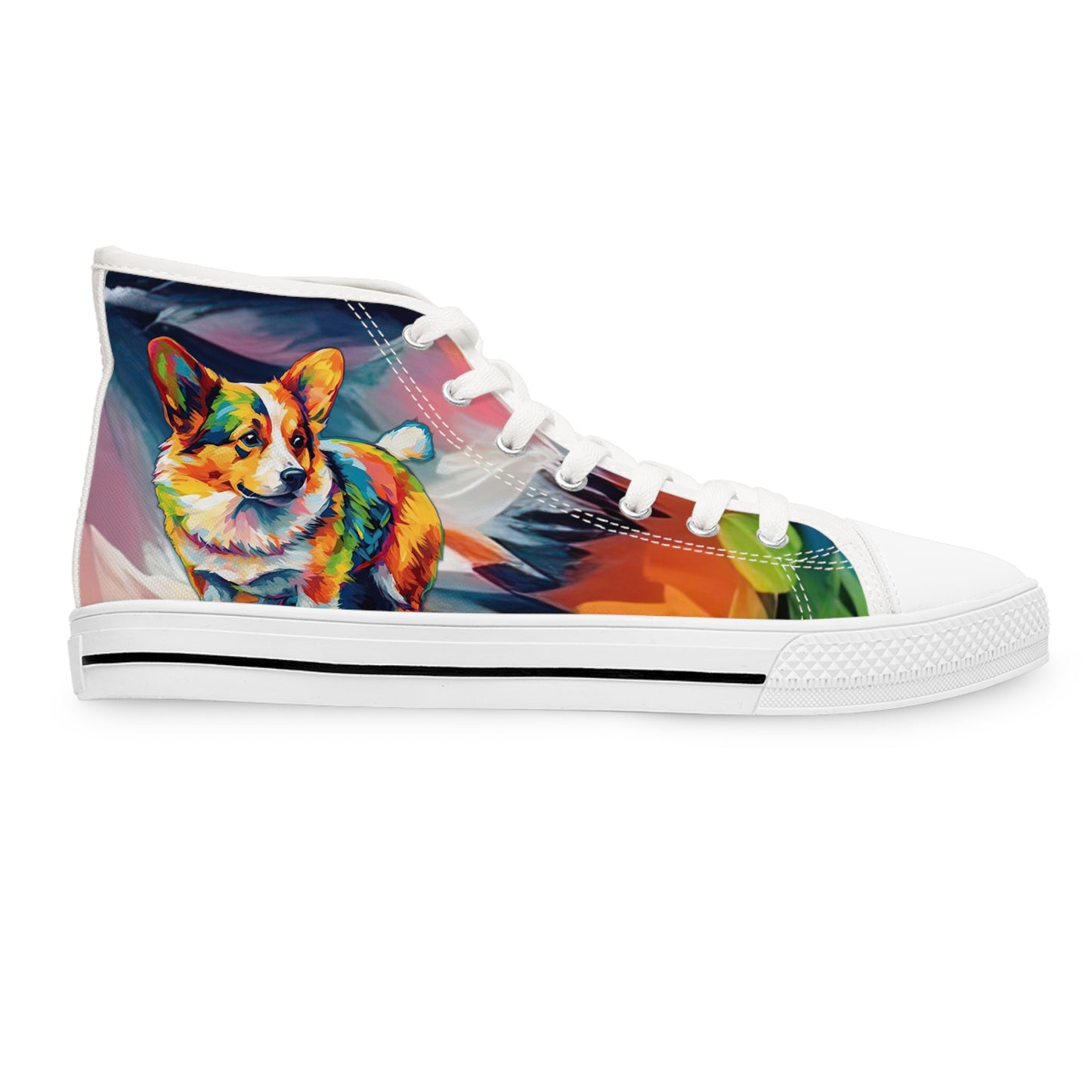 Scouter Corgi Artistic Abstract Watercolor Women's High Top Casual Canvas Sneakers