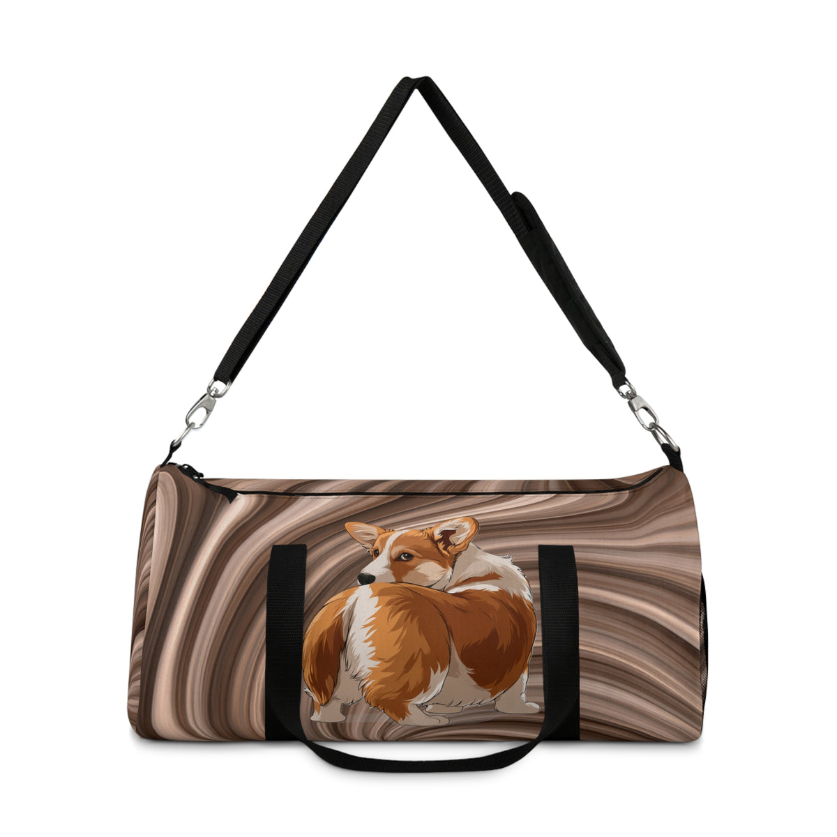 Butt What? Talk To The Butt Contemptuous Corgi Duffel Bag - Fun Swirling Brown Corgi Travel Gym Bag