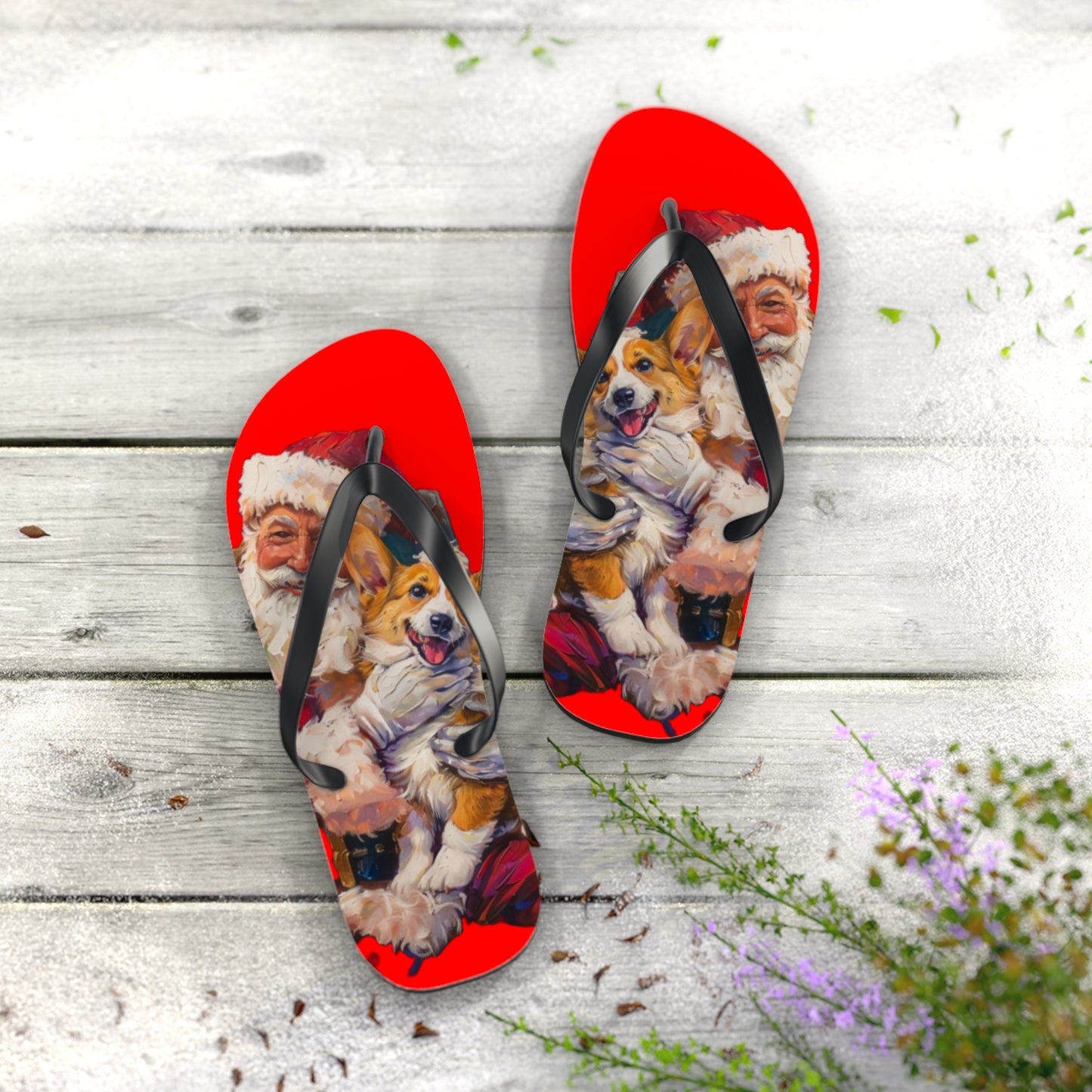 Christmas Corgi Flip-Flops