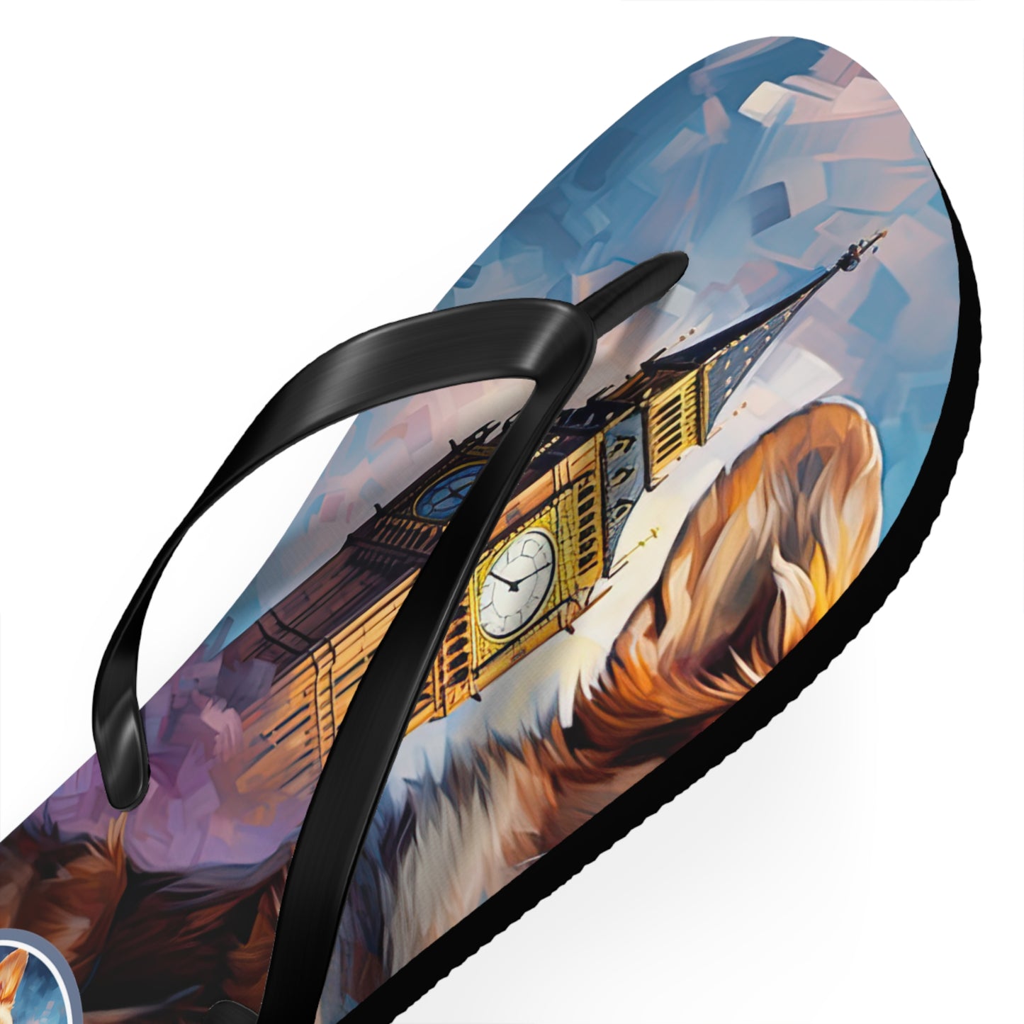 Corgi & Big Ben Artistic Unisex Flip Flops — London Themed Corgi Sandals