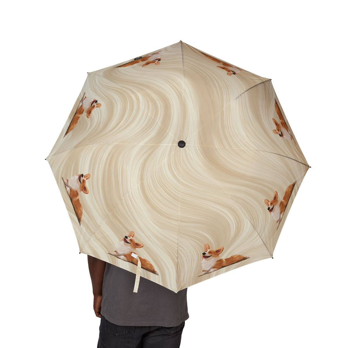 Giddy Sploot Foldable Umbrella — Creamy Champagne Rain Parasol