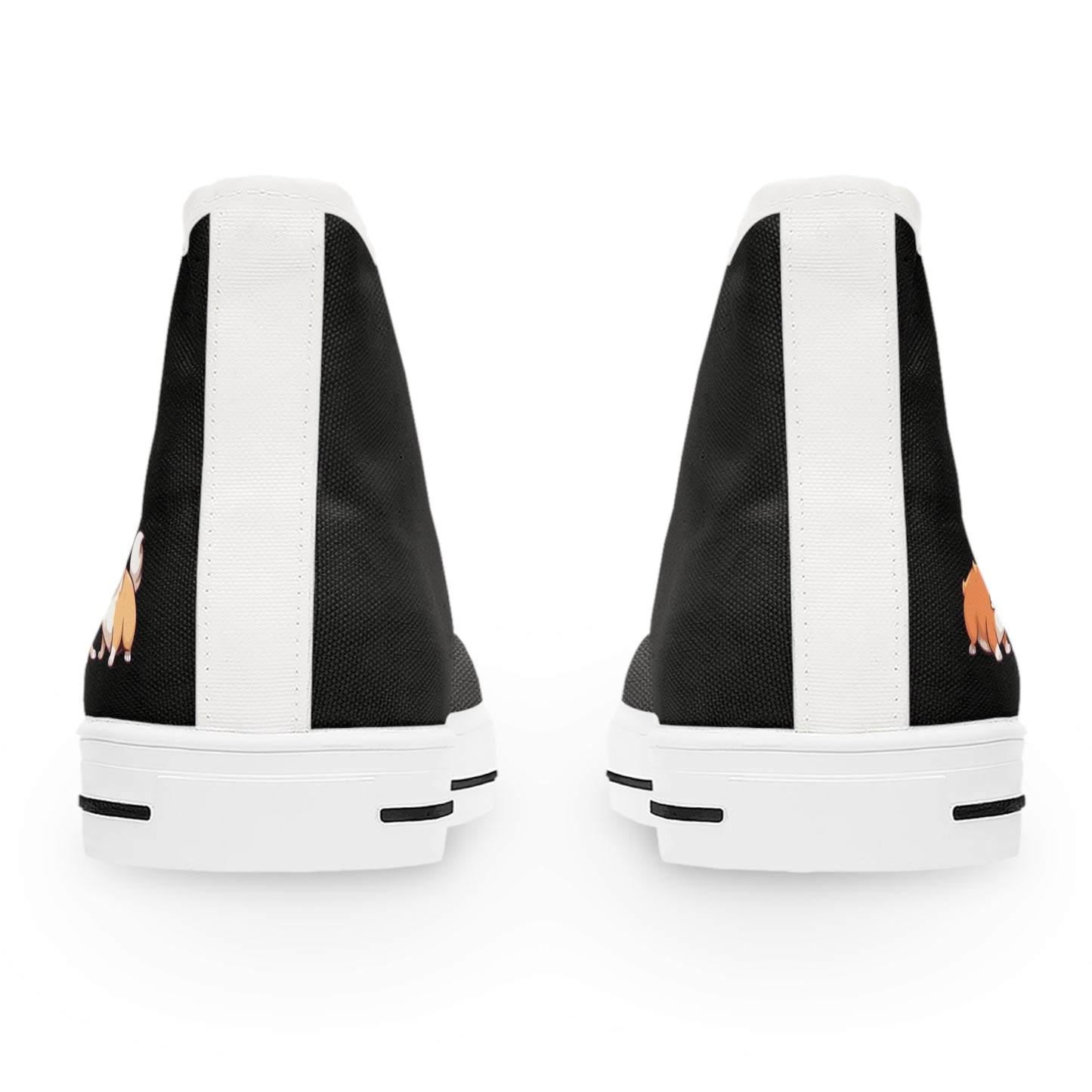 I Heart Corgis Women's High Top Casual Black Canvas Sneakers with Two Corgi Best Buds