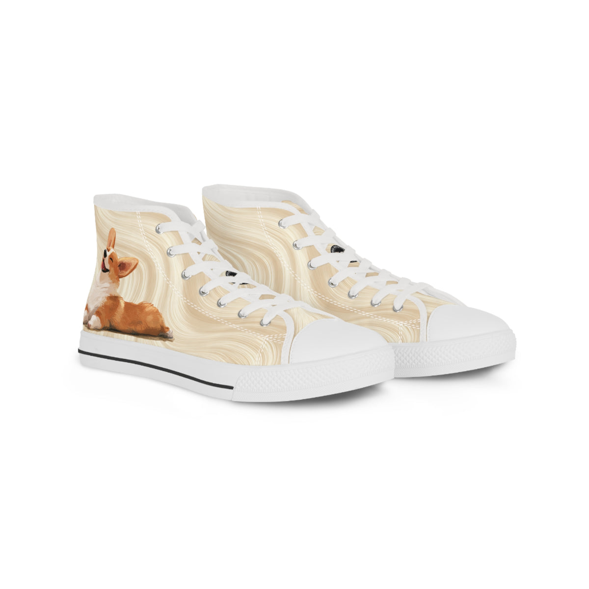 Giddy Sploot Men's High Top Casual Rich Creamy Champagne Canvas Sneakers