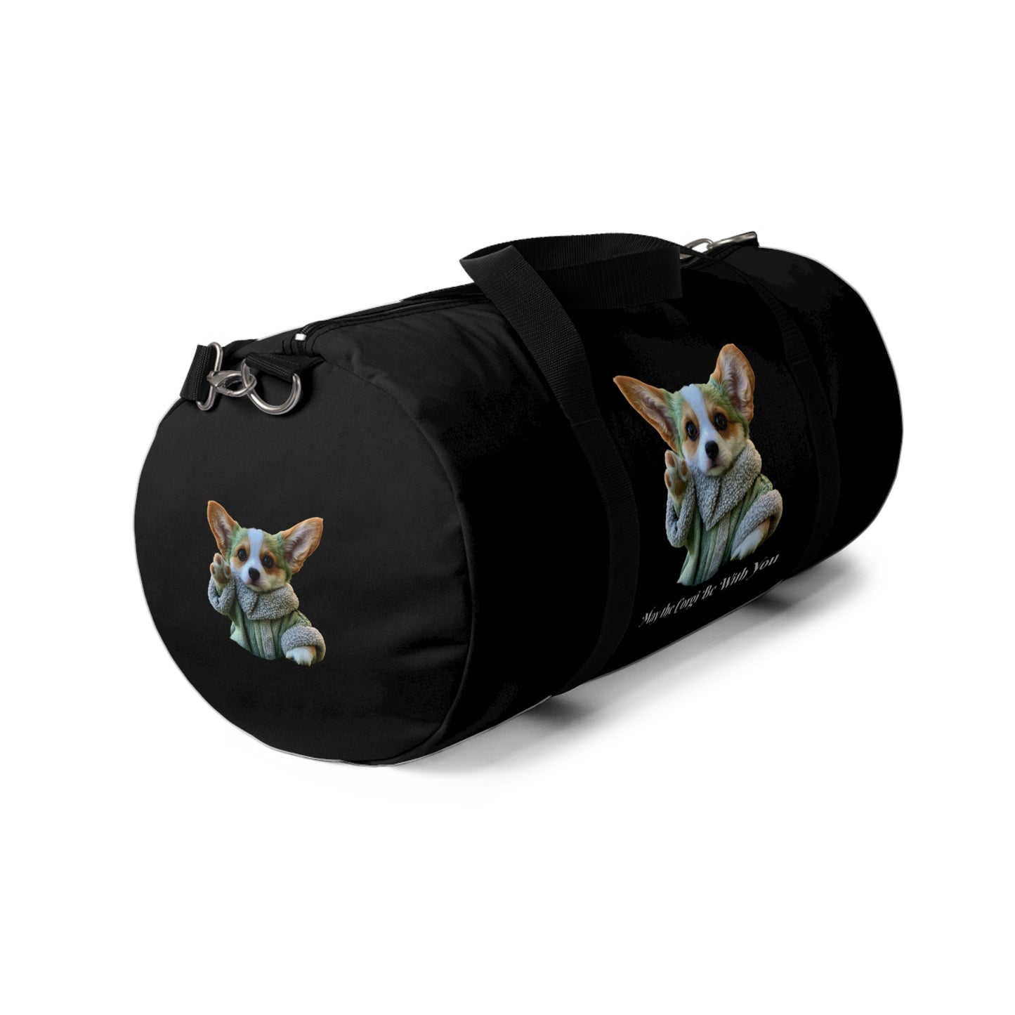May the Corgi Be With You Duffel Bag - Baby Corgi Star Warrior Black Travel Gym Bag