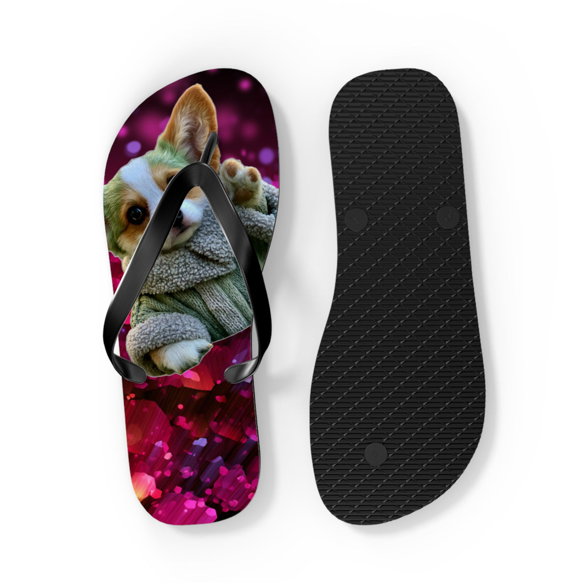 Baby Corgi Star Warrior Unisex Flip Flops — Galaxy Glitter Sandals
