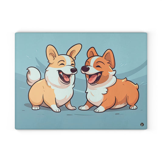 Corgi Couple - Glass Cutting Board