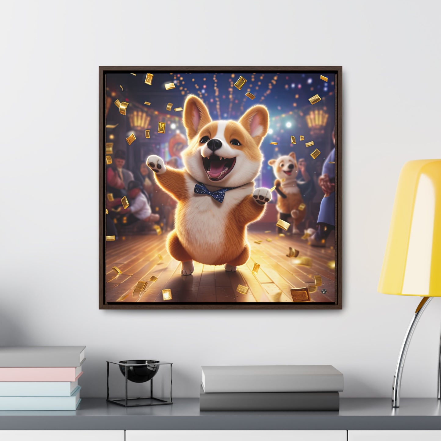Boogaloo Corgi - Framed on Canvas