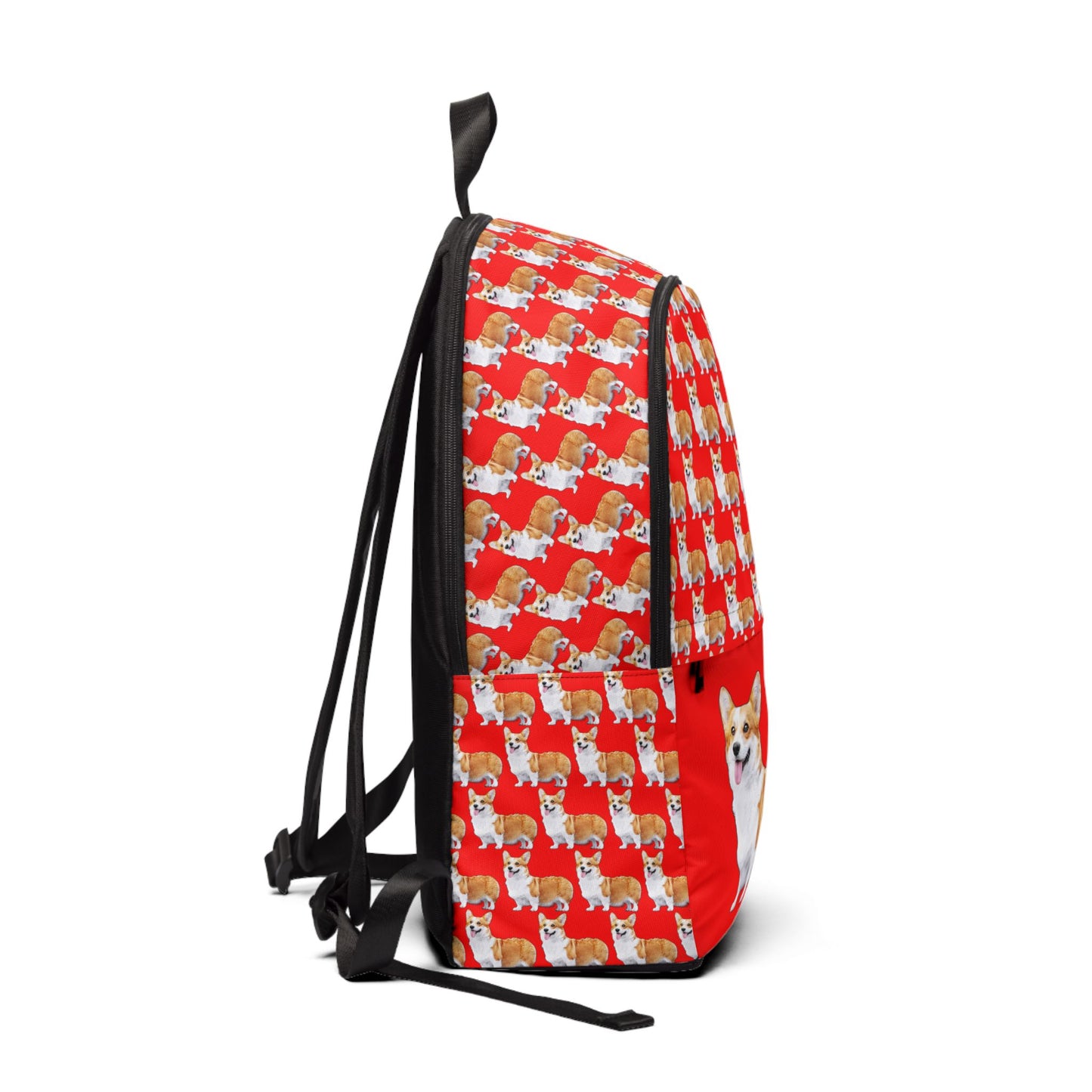 Best in Show Classic Corgi Portrait Patterned Backpack — Cute Corgi Print Red Rucksack