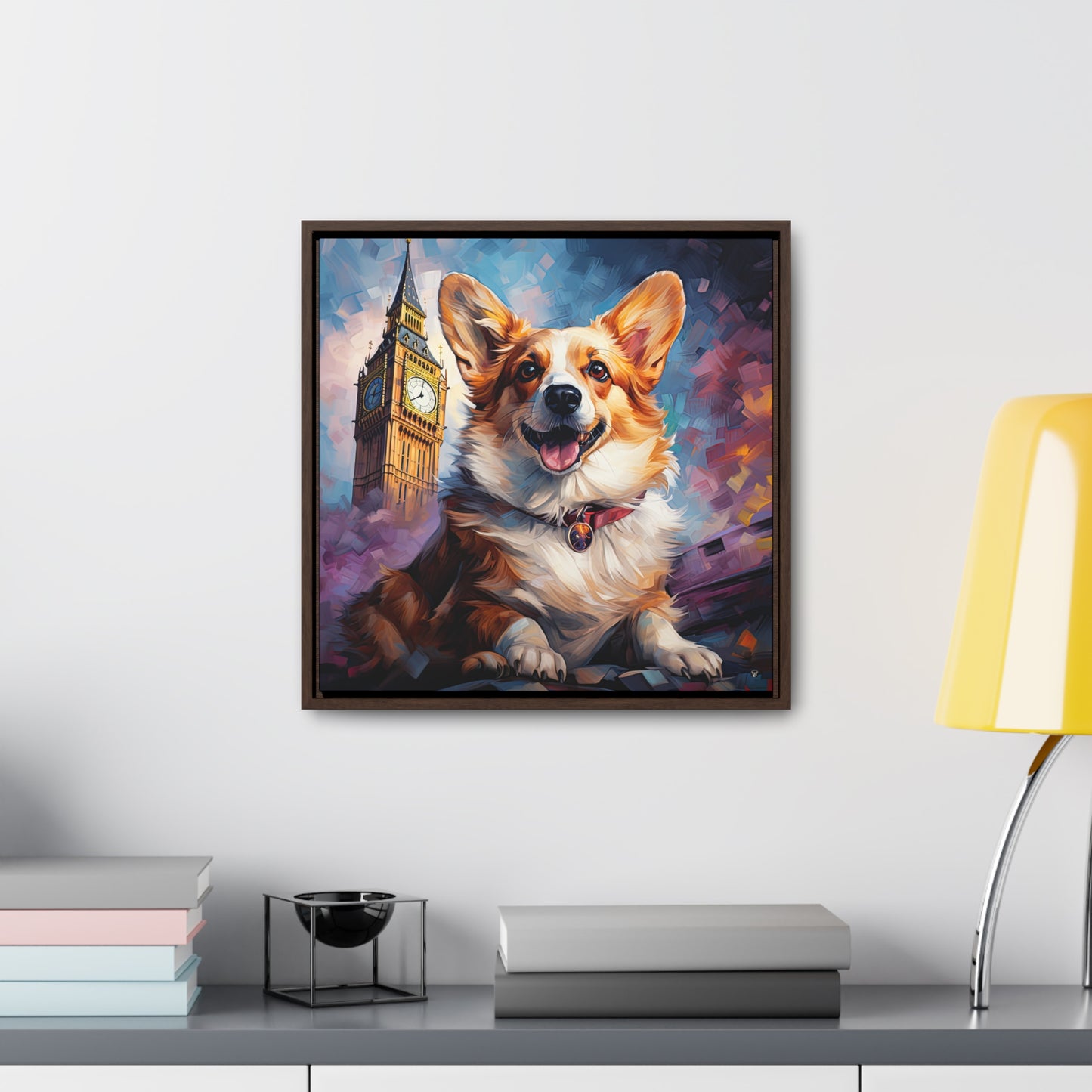 Corgi and Ben - Framed on Canvas