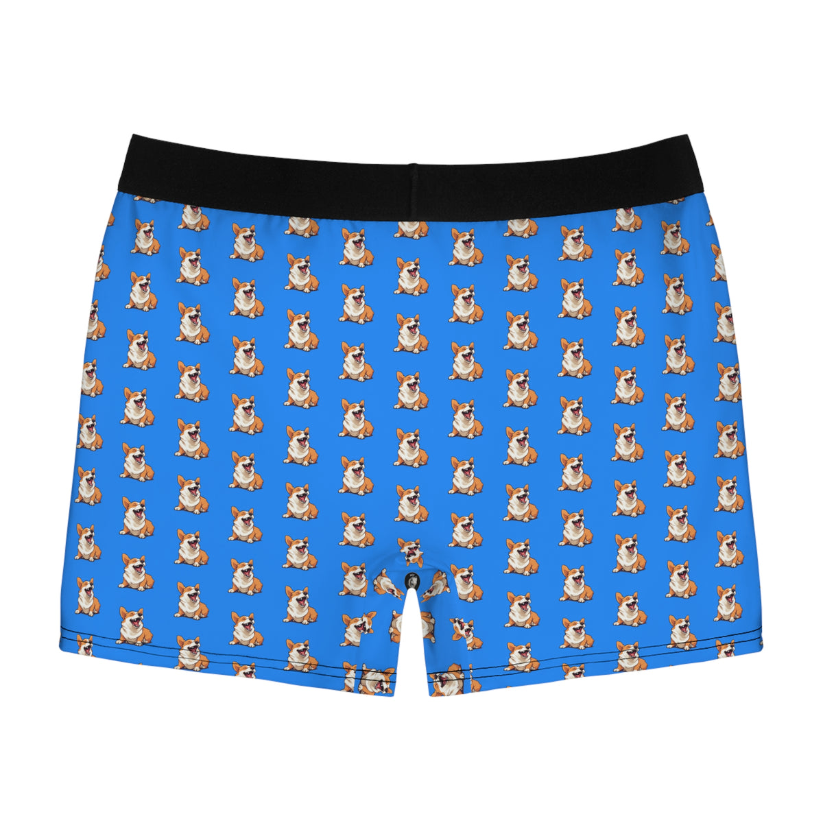 Comical Corgi All Smiles Repeater Pattern Blue Boxer Briefs!