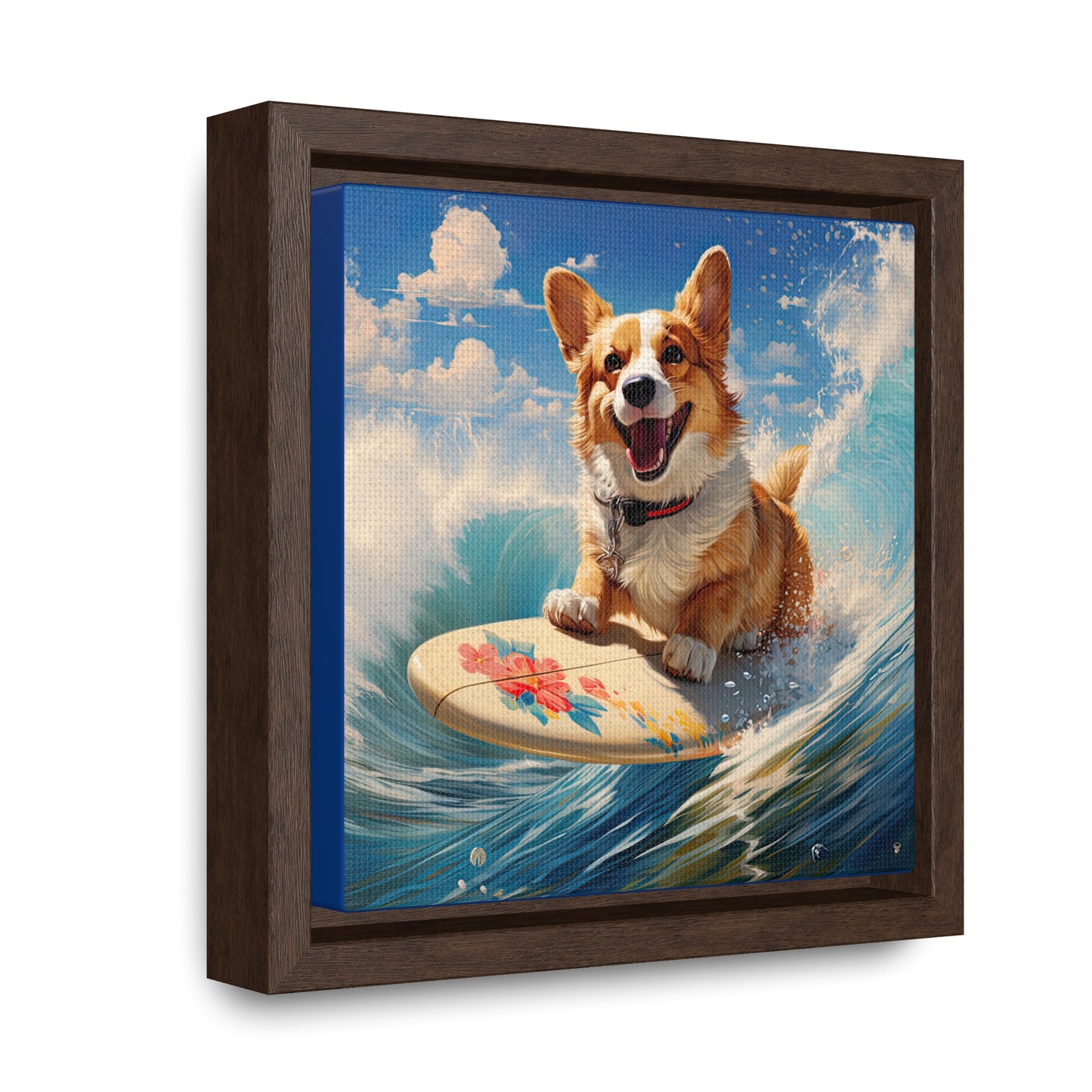 Cowabunga Corgi - Framed on Canvas