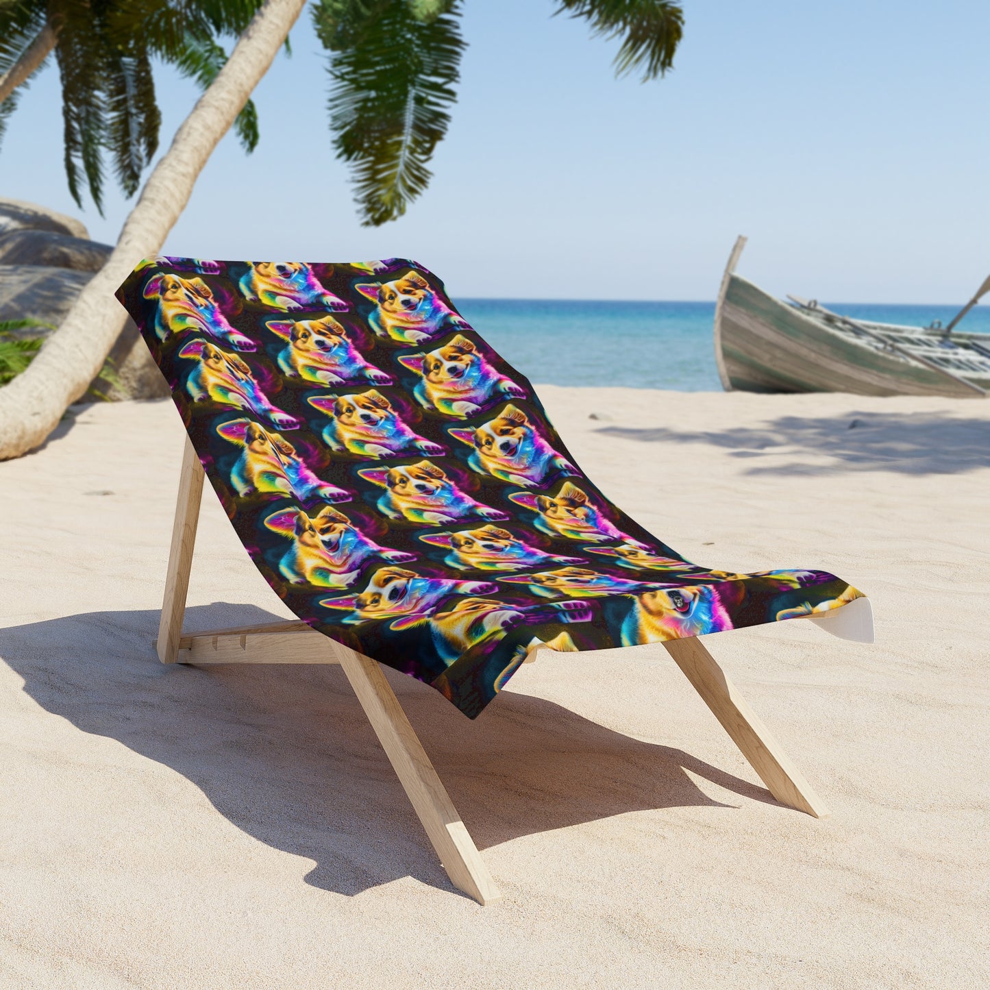 Colorful Corgi Beach Towel